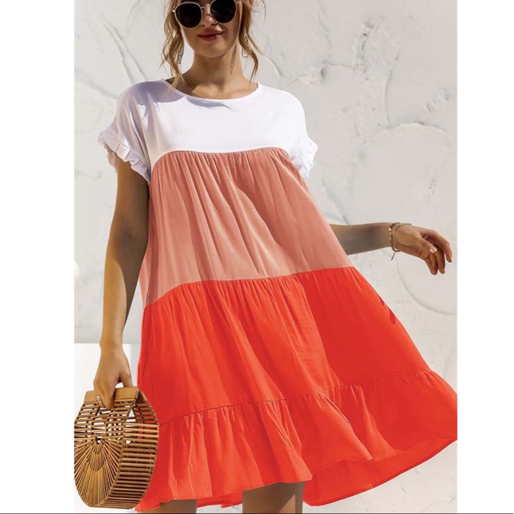 Boho spring summer ruffle trim mini dress - Picture 12 of 12